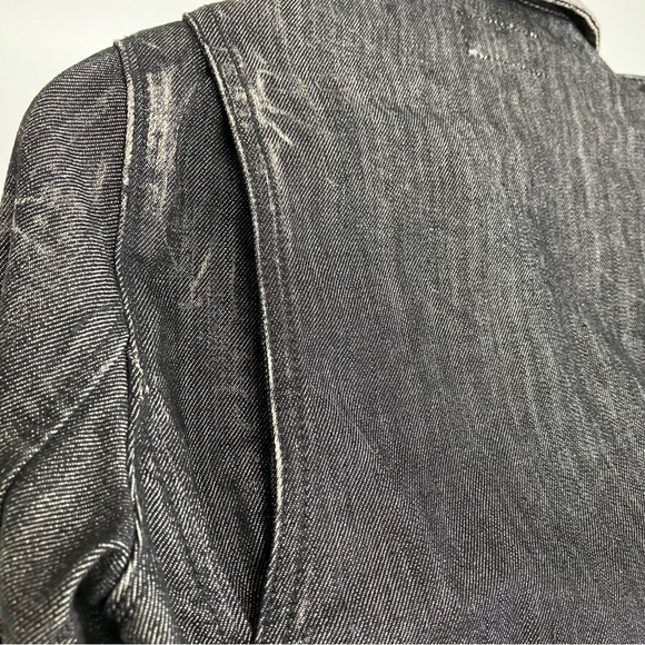 Ralph Lauren Moto Jean Jacket in Distressed Black Denim w/ Zipper Pockets XS - Picture 14 of 16